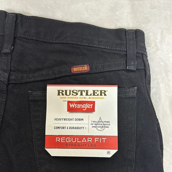 Rustler Black Straight Jeans Classic Style 29x30 - Picture 3 of 7
